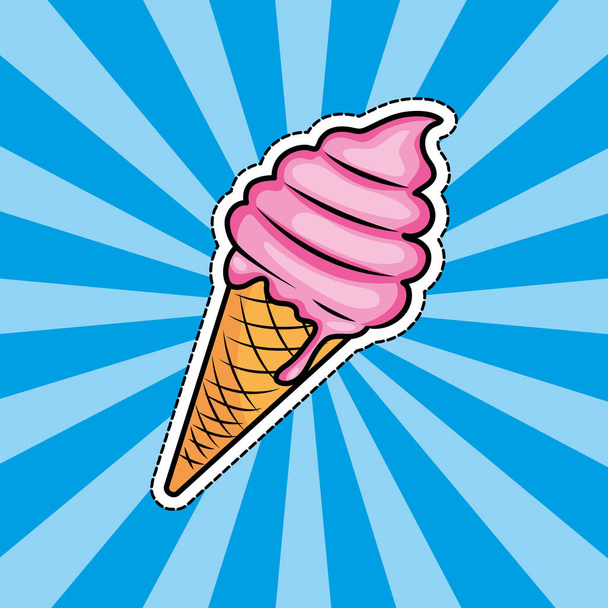 Caricature sur la crème glacée Pop art - Vecteur, image