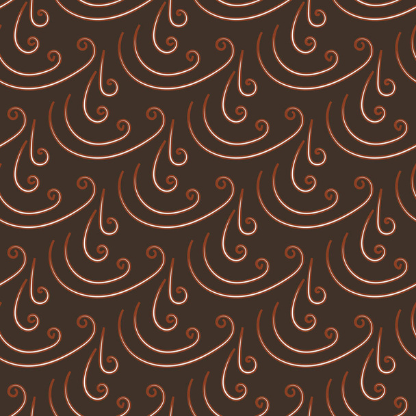 seamless abstract vector pattern with linear ornament on a brown background - Vector, Image