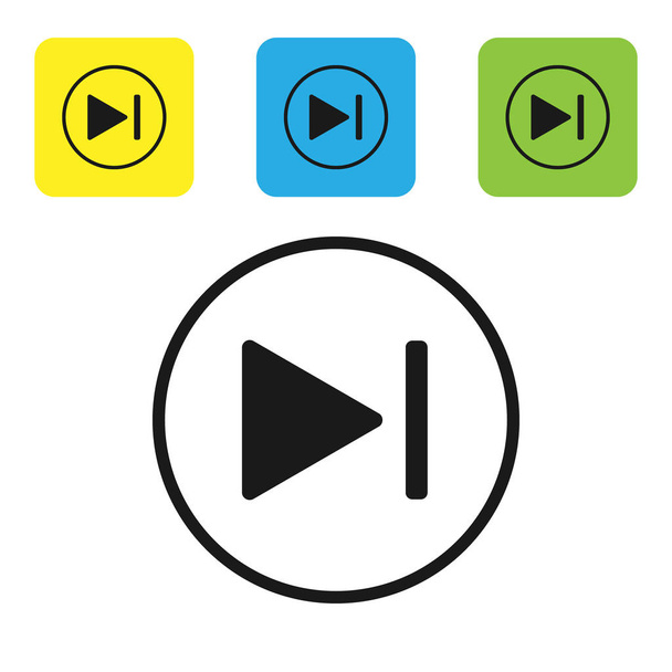 Negro Icono de avance rápido aislado sobre fondo blanco. Establecer iconos coloridos botones cuadrados. Ilustración vectorial
 - Vector, Imagen