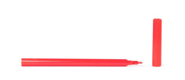Lápiz rojo de punta de fieltro aislado
 - Foto, imagen