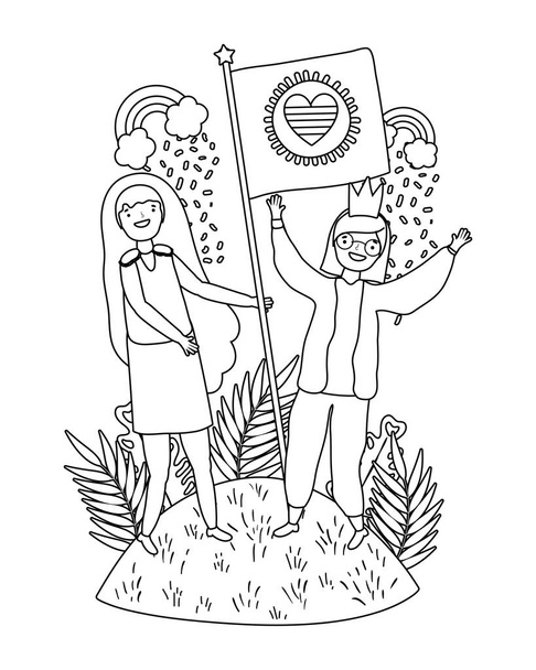 Women supporting lgtbi march design vector illustration - Vektori, kuva