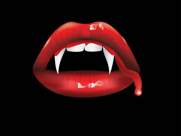 Labios de vampiro con sangre
 - Vector, imagen