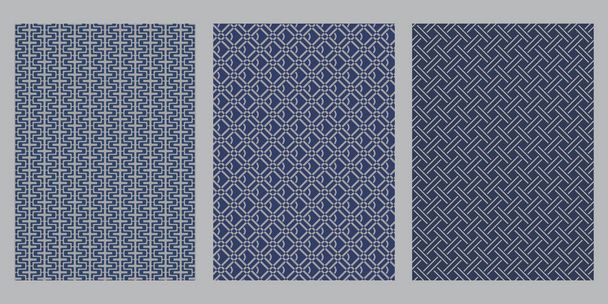 Japán indigó stencil, átlós négyzet, szövés absztrakt háttér - Vektor, kép