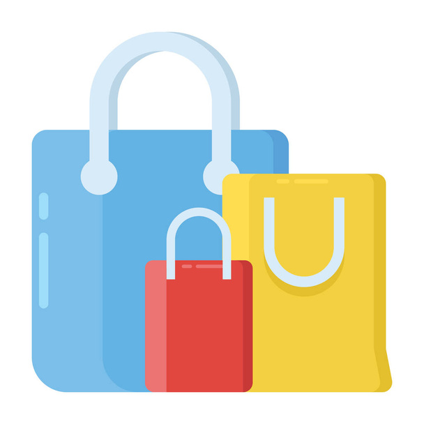 Shopping handbags icon, flat vector design. - Vector, Image