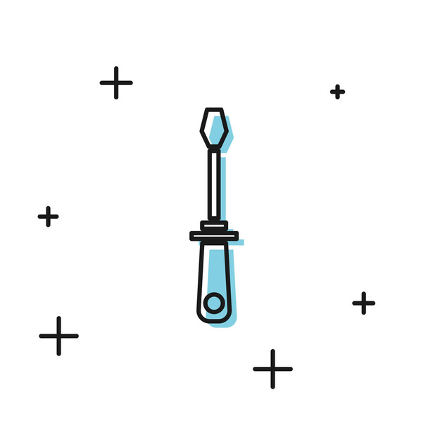 Icono del destornillador negro aislado sobre fondo blanco. Símbolo herramienta de servicio. Ilustración vectorial
 - Vector, imagen
