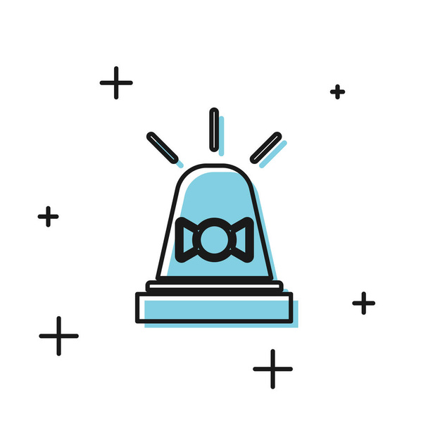 Zwarte Flasher sirene pictogram geïsoleerd op witte achtergrond. Noodoproep. Vector Illustratie - Vector, afbeelding
