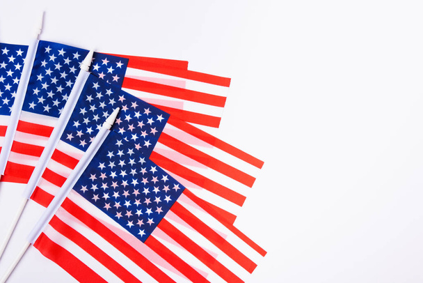 Martin luther king day, flat lay top view, American flag on white background with copy space for your text - Foto, Imagem
