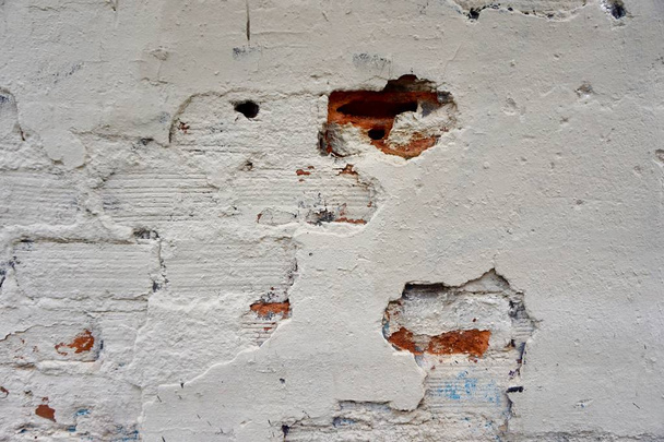 viejo muro blanco del edificio, pared rota
    - Foto, imagen