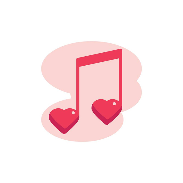 Romantic melody note flat icon - Vector, imagen