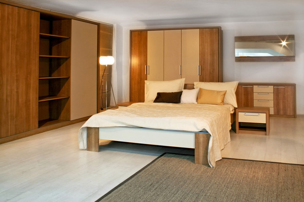 Wooden bedroom 3 - Fotoğraf, Görsel