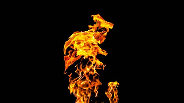 Tűz lángok fekete háttér. tűz fekete háttér izolat - Fotó, kép