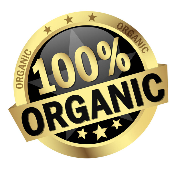 Botón con Banner 100% orgánico
 - Vector, Imagen