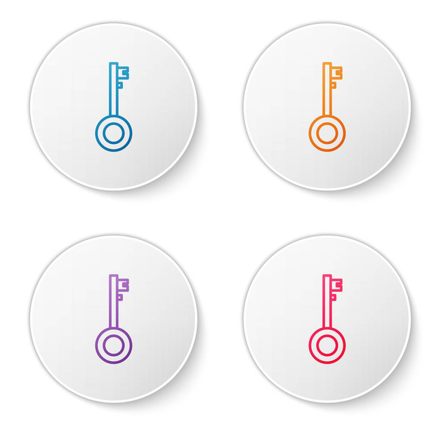 Színes vonal Kalóz kulcs ikon elszigetelt fehér háttér. Állítsa ikonok kör gombok. Vektorillusztráció - Vektor, kép
