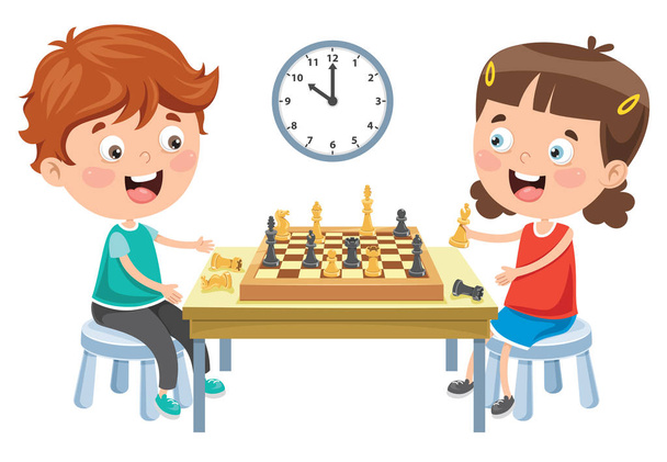 Personagem de desenhos animados jogando jogo de xadrez
 - Vetor, Imagem