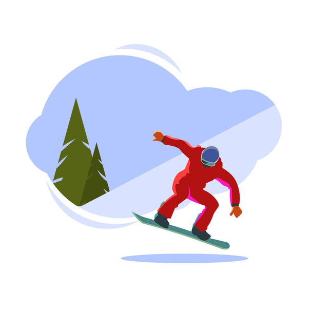 Snowboarder en el tablero en el salto. Ilustración vectorial
 - Vector, imagen