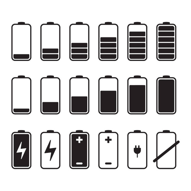 Batterieladezeichen. Symbole für Batterieladung, Vektorgrafik - Vektor, Bild