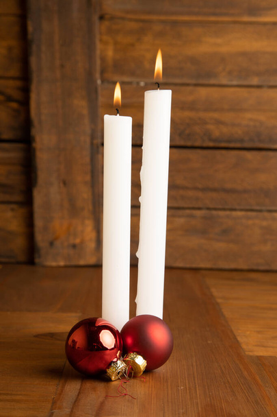 background candles with christmas decorations - Photo, Image
