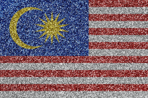Bandiera Malesia raffigurato su molte piccole paillettes lucide. Colorato sfondo del festival per la festa in discoteca
 - Foto, immagini