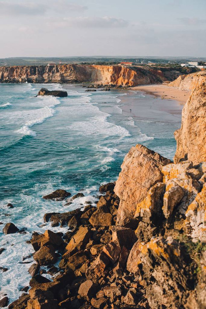 Beautiful Tonel beach with a lot of rock formations in Sagres, Portugal - 写真・画像