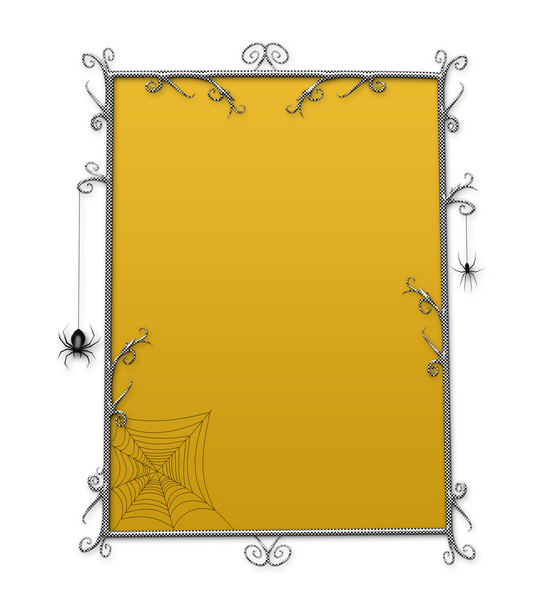 Halloween Goth Checkerboard Frame With Spiders - Photo, Image