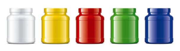 Set of plastic Jars. Colored Glossy surface version.  - Photo, Image