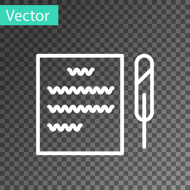 Línea blanca Pluma pluma y papel icono de desplazamiento aislado sobre fondo transparente. Ilustración vectorial
 - Vector, imagen