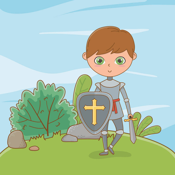 Medieval knight of fairytale design - Vector, afbeelding