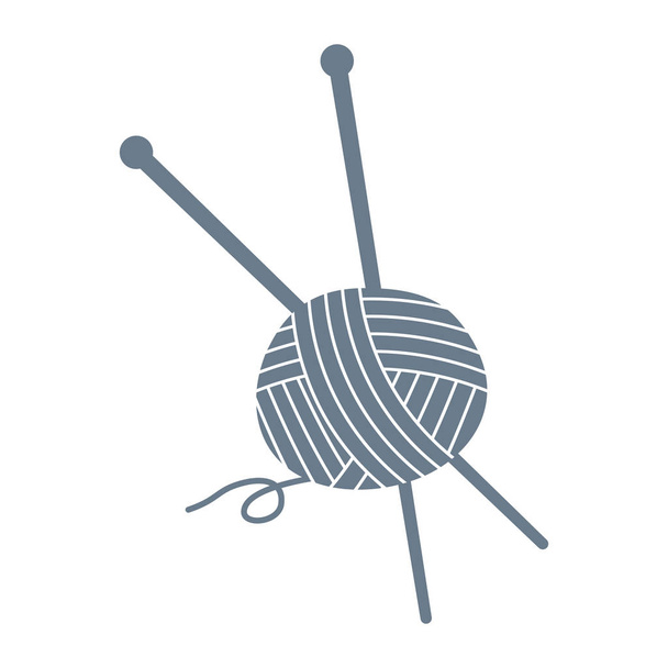 Куля з пряжі зі спицями як символ ремесла або хобі. Плоска
  - Вектор, зображення