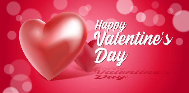 Valentines Day Banner 3D Heart Background. Red, White, Pink. Postcard, Love Message or Greeting Card. Place For Text. Ready For Your Design, Advertising. Vector Illustration. EPS10 - Вектор, зображення