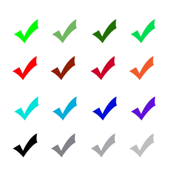 Conjunto de ícones Checkmark, isolados
  - Vetor, Imagem