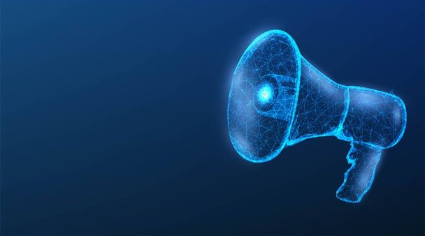 Bullhorn. 3D megafon. Komunikace, oznámení, sho - Vektor, obrázek