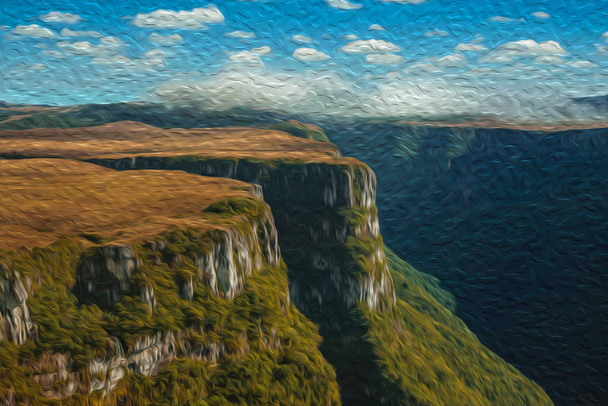 Каньон Форталеза с крутыми скалами и плато
 - Фото, изображение
