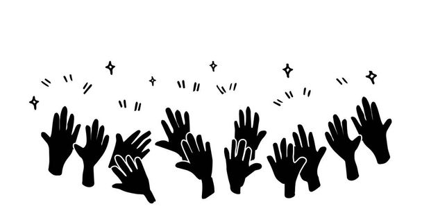 doodle of hands up,Hands clapping. applause gestures. congratulation business. vector illustration - Vector, Image