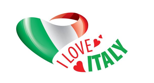 Le drapeau national de l'Italie et l'inscription J'aime l'Italie. Illustration vectorielle
 - Vecteur, image
