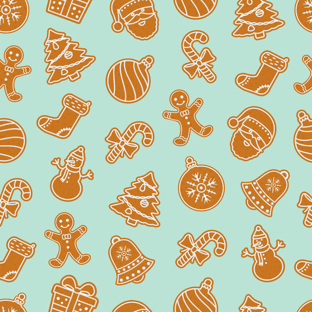 Christmas seamless pattern with gingerbread cookies - Vektori, kuva