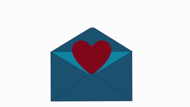 Offener Brief mit fliegendem Herzen. Animation. - Filmmaterial, Video