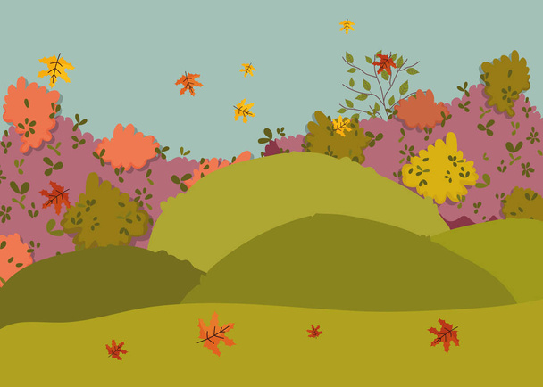 autumn landscape falling leaves bush foliage natural - Вектор,изображение