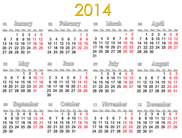 ημερολογιακό έτος 2014 - Φωτογραφία, εικόνα