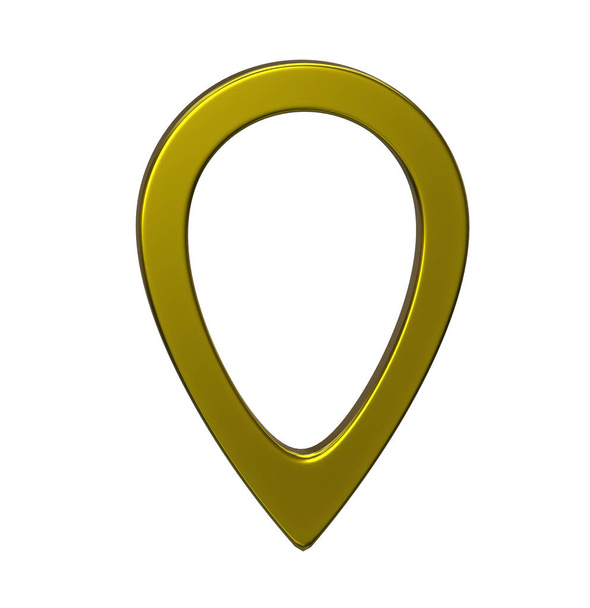 黄色い地図ポインタ3Dピン。白い背景に隔離された場所のシンボル。ウェブの位置ポイント、ポインタ。3Dレンダリング. - 写真・画像