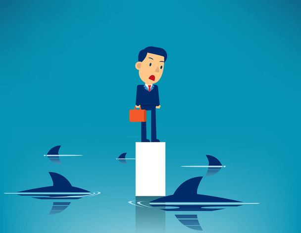 Business man and Surrounded shark. Concept business trap vector  - Vector, Image