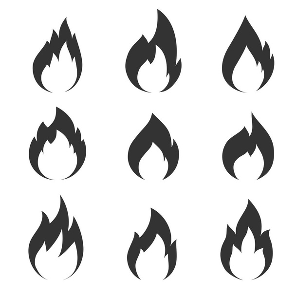 Verzameling van eenvoudige vormen van vuur. Vectorillustratie - Vector, afbeelding