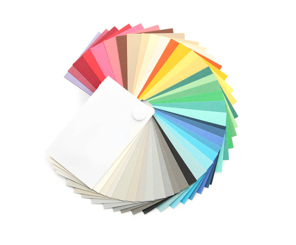 Образцы цветовой палитры, изолированные на белом, вид сверху
 - Фото, изображение
