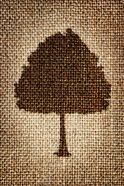 A silhouette of a tree painted brown paint on the cloth - Φωτογραφία, εικόνα