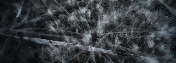 crushed ice glass cracks background, abstract seasonal background, pieces of ice crushed sharp overlay - Foto, Imagem
