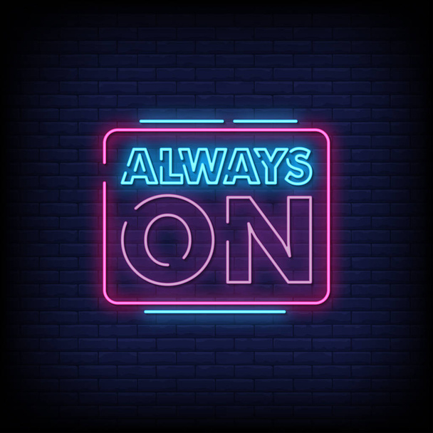always on lettering text effect neon, simply vector illustration - Wektor, obraz