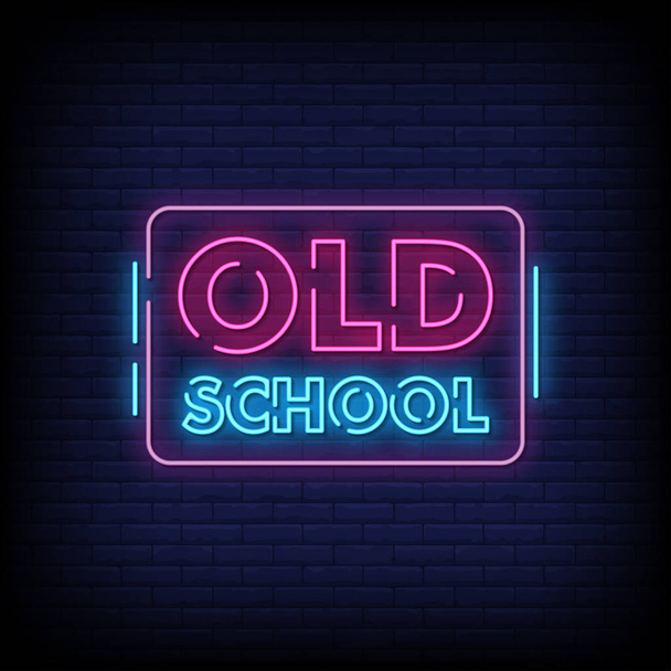 old school lettering text effect neon, simply vector illustration - Вектор,изображение