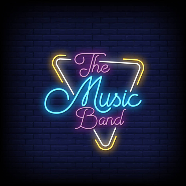the music band lettering text effect neon, simply vector illustration - Vektör, Görsel