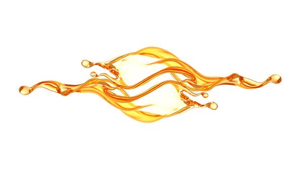 A beautiful, elegant splash of orange juice. 3d illustration, 3d rendering. - Foto, Imagen