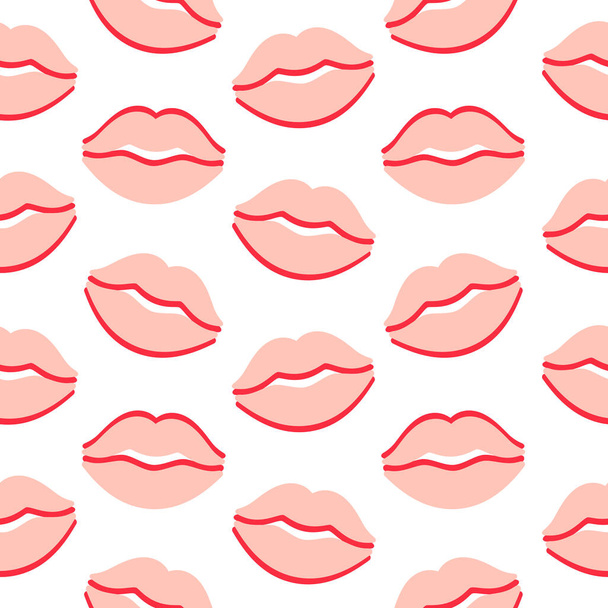 ピンクのヌード唇。バレンタインカードのためのシームレスなパターン. - ベクター画像