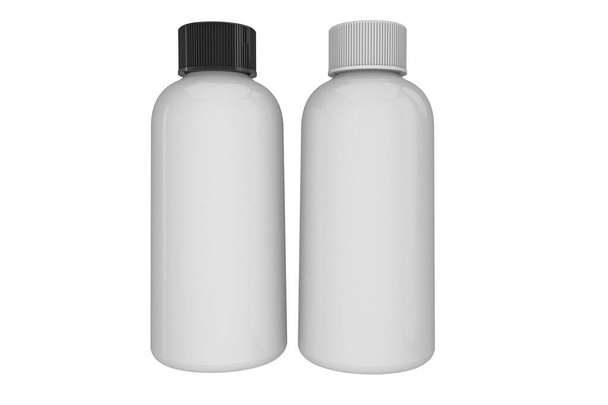 blank white bottle of shampoo isolated on a transparent background. 3d illustration - Photo, Image